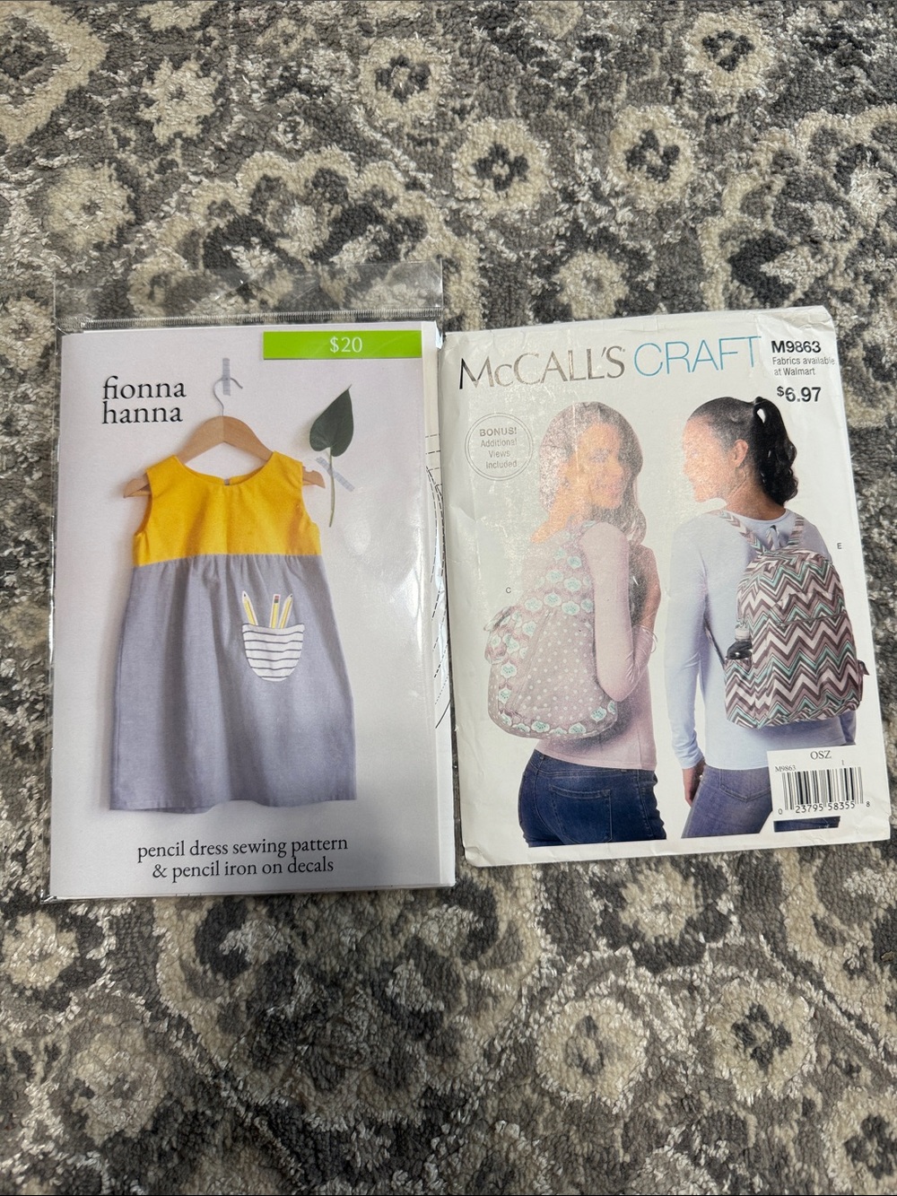 Fionna Hanna Yellow & Gray Pencil Dress Sewing and Backpack Pattern Bundle